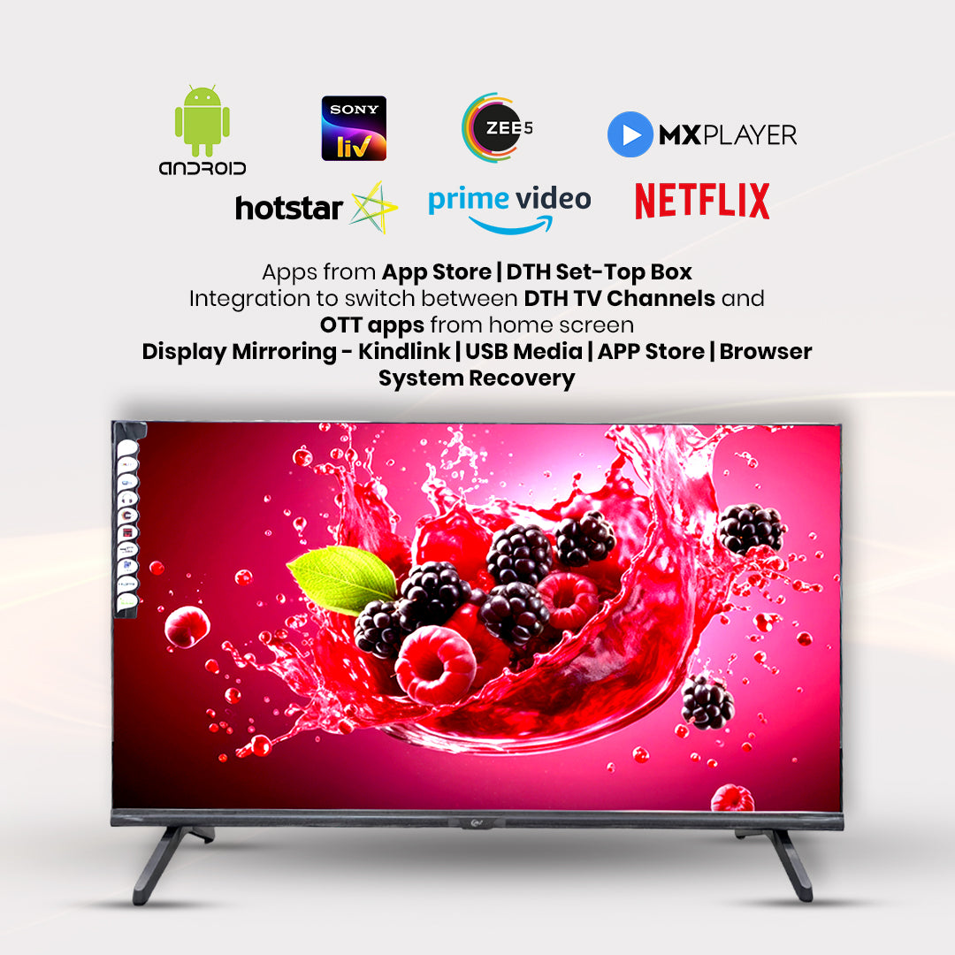 AU+ AU32SQ QLED Smart TV - 32 inch's FHD TV with 512MB/4GB Storage, Android 9, 40W Dolby Audio, 1-year On-site Warranty