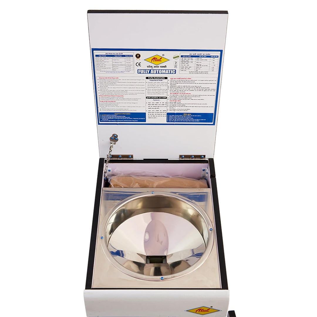 Atul Atta chakki Machine for Home mini | Automatic Domestic Flour Mill Machine - Atta Chakki, Aata Maker, Ghar Ghanti | 8-10 Kg/Hr Grinding Capacity, 4.5 Kg Hopper | 2880 RPM Motor | Low Voltage (175V)