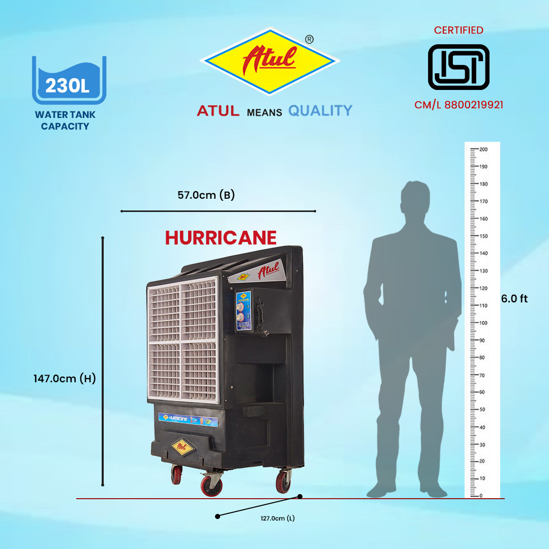 Atul Hurricane Light 30″ Black Copper Industrial Cooler | Industrial Series - 230 Ltr.