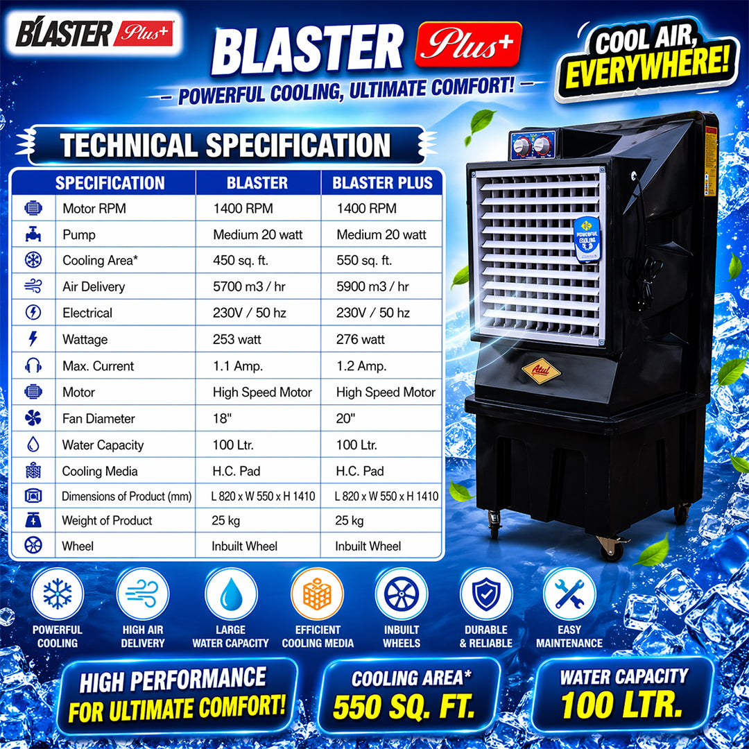 Atul Blaster Plus HP 20" Domestic Cooler | Room Series - 120 Ltr.