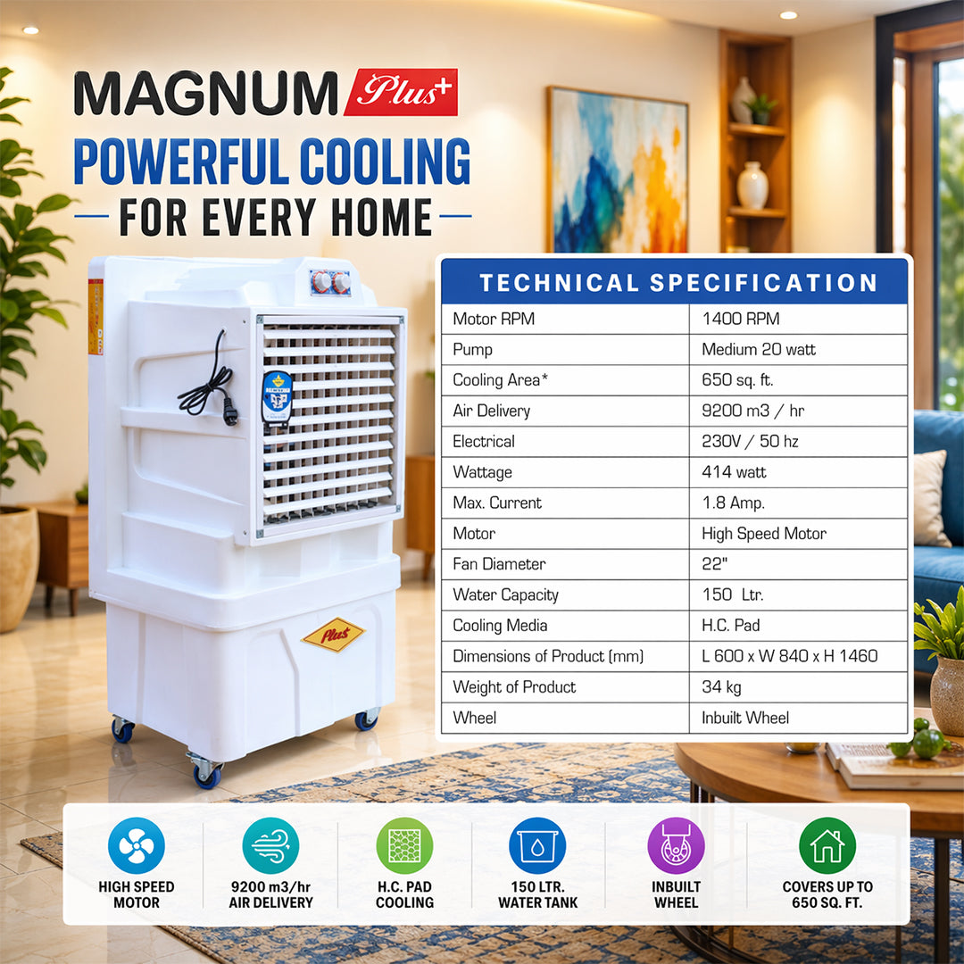 Atul Magnum Plus HP White 22" Domestic Cooler | Room Series - 150 Ltr.