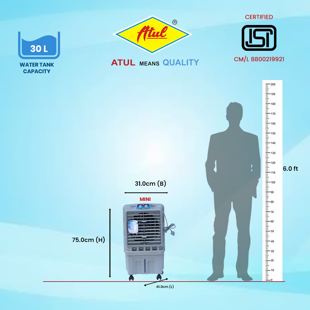 Atul 12″ MINI D.GREY Domestic Cooler | Room Series - 30 Ltr.