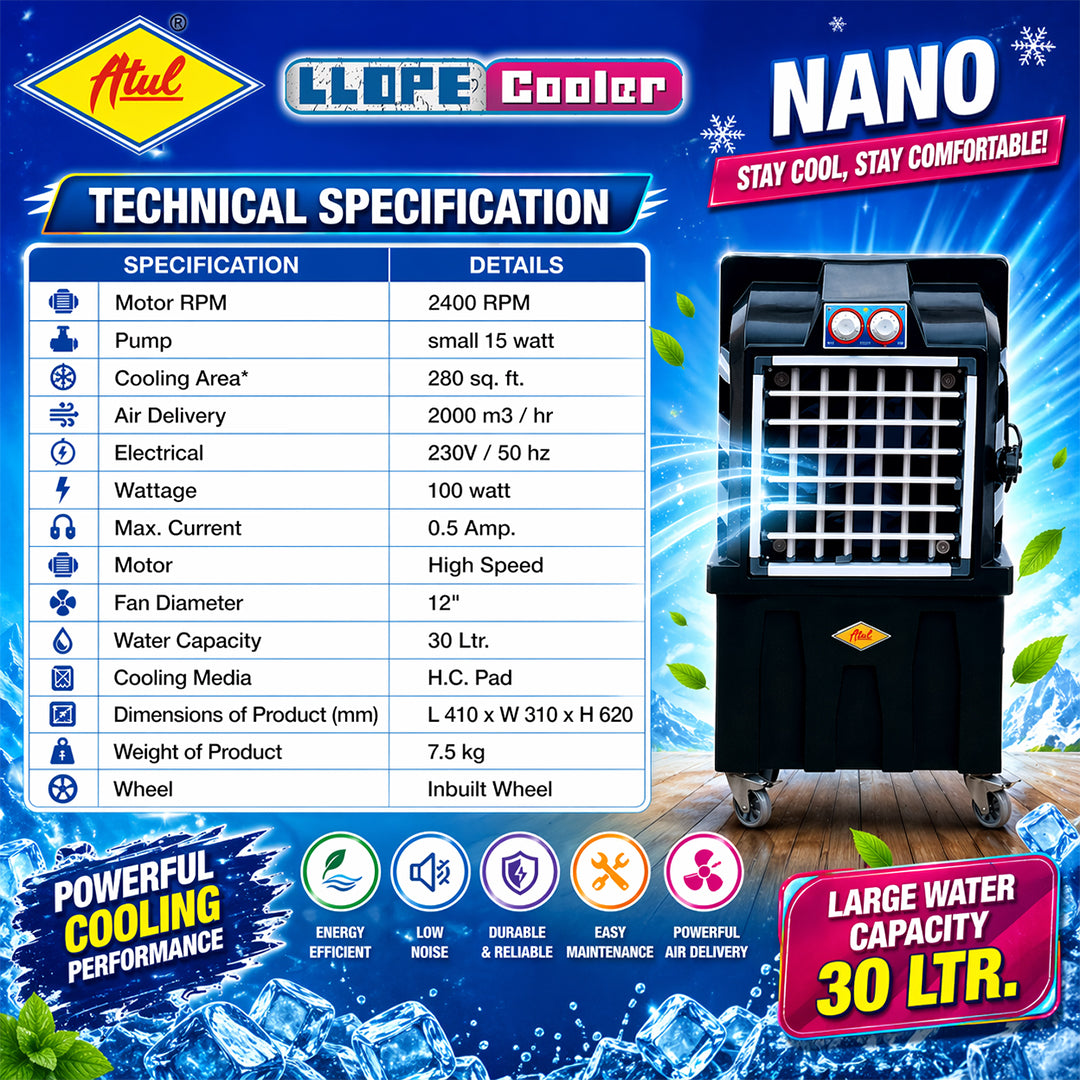 Atul Nano 12" Domestic Cooler | Room Series - 30 Ltr.