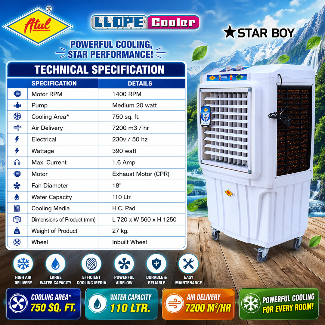 Atul Star Boy HP 18" Domestic Cooler | Room Series - 110 Ltr.
