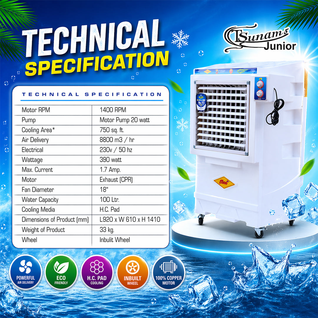 Atul Tsunami Jr 18" Domestic Cooler | Room Series - 100 Ltr.
