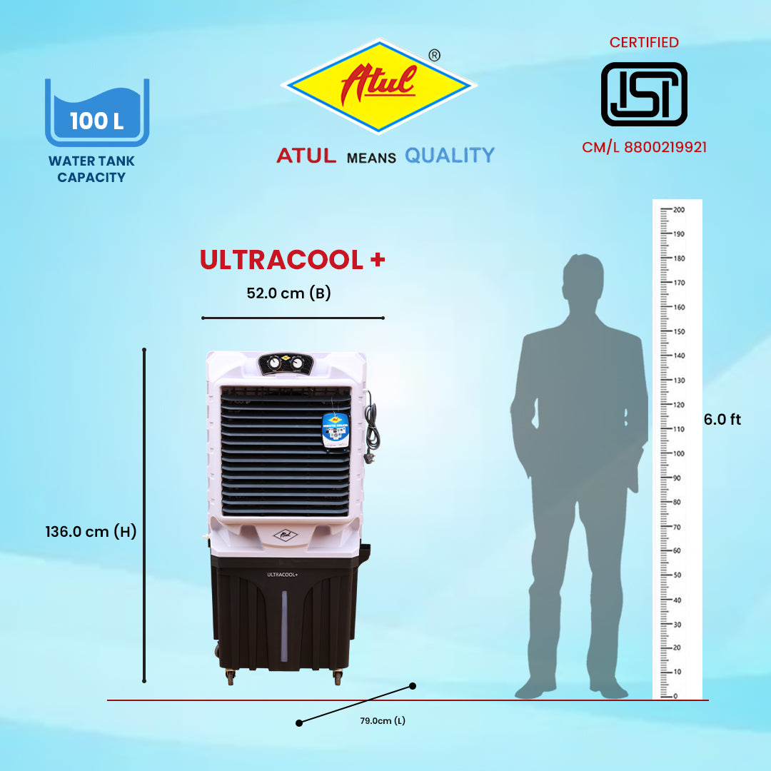 Atul Ultracool + 3P for Room | 20" Exhaust Motor ALU | 20" Exhaust Blade | Tank 100 Ltr