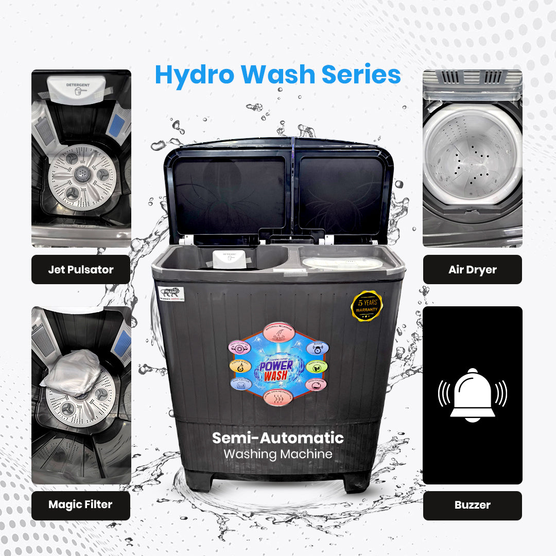 AU+ Washing Machine 9.5KG Capacity, 180W Wash Motor, 70W Spin Motor – AU95SW by Atul