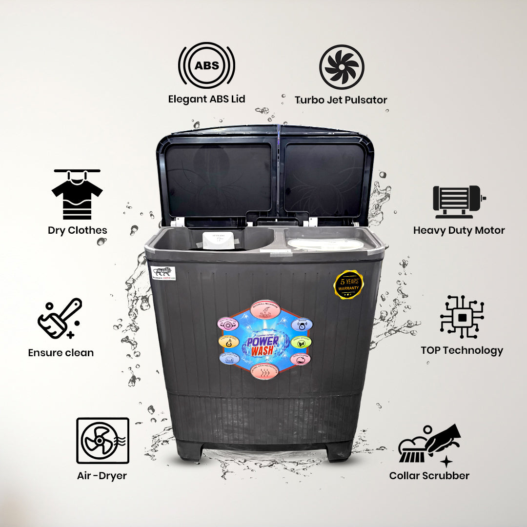 AU+ Washing Machine 9.5KG Capacity, 180W Wash Motor, 70W Spin Motor – AU95SW by Atul