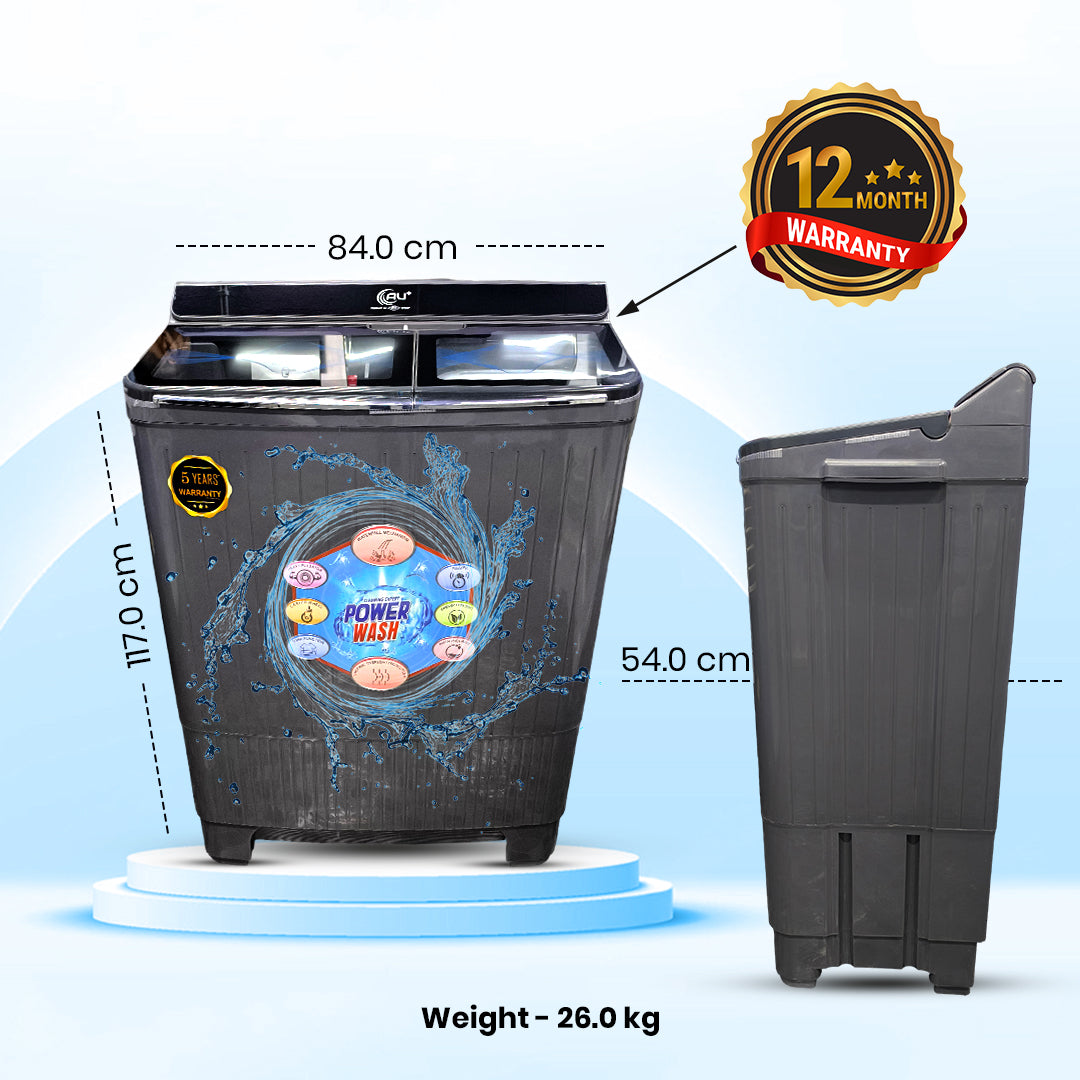 AU+ Washing Machine 10.5KG Capacity, 180W Wash Motor, 75W Spin Motor – AU105SW by Atul