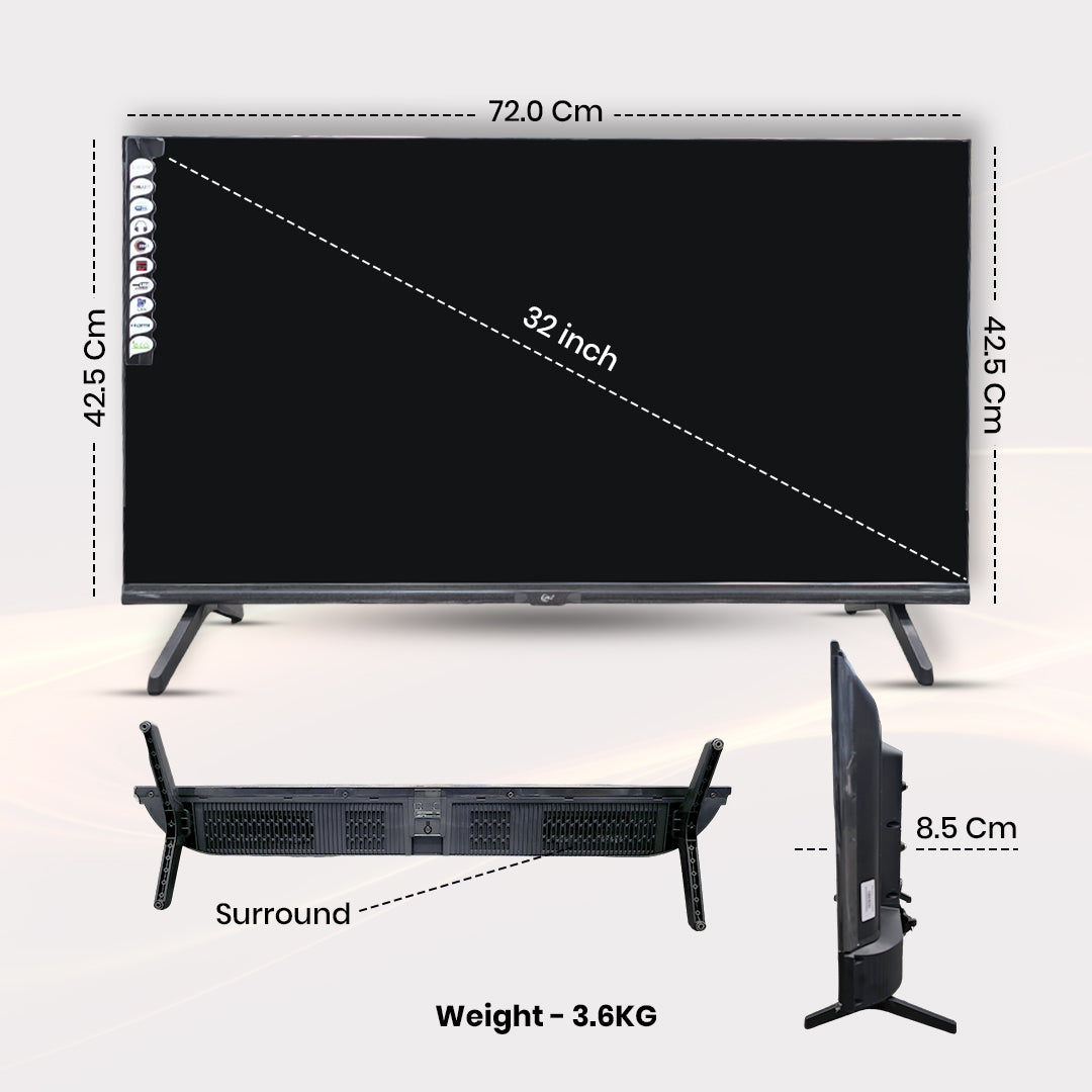AU+ AU32MS Eco Cloud Smart TV - 32 inch's FHD TV with 512MB/4GB Storage, Android 9, 1-year On-site Warranty